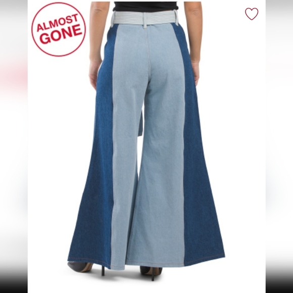 NWT Farm Rion patchwork Two-Tone Wide Leg Jeans - Picture 3 of 3